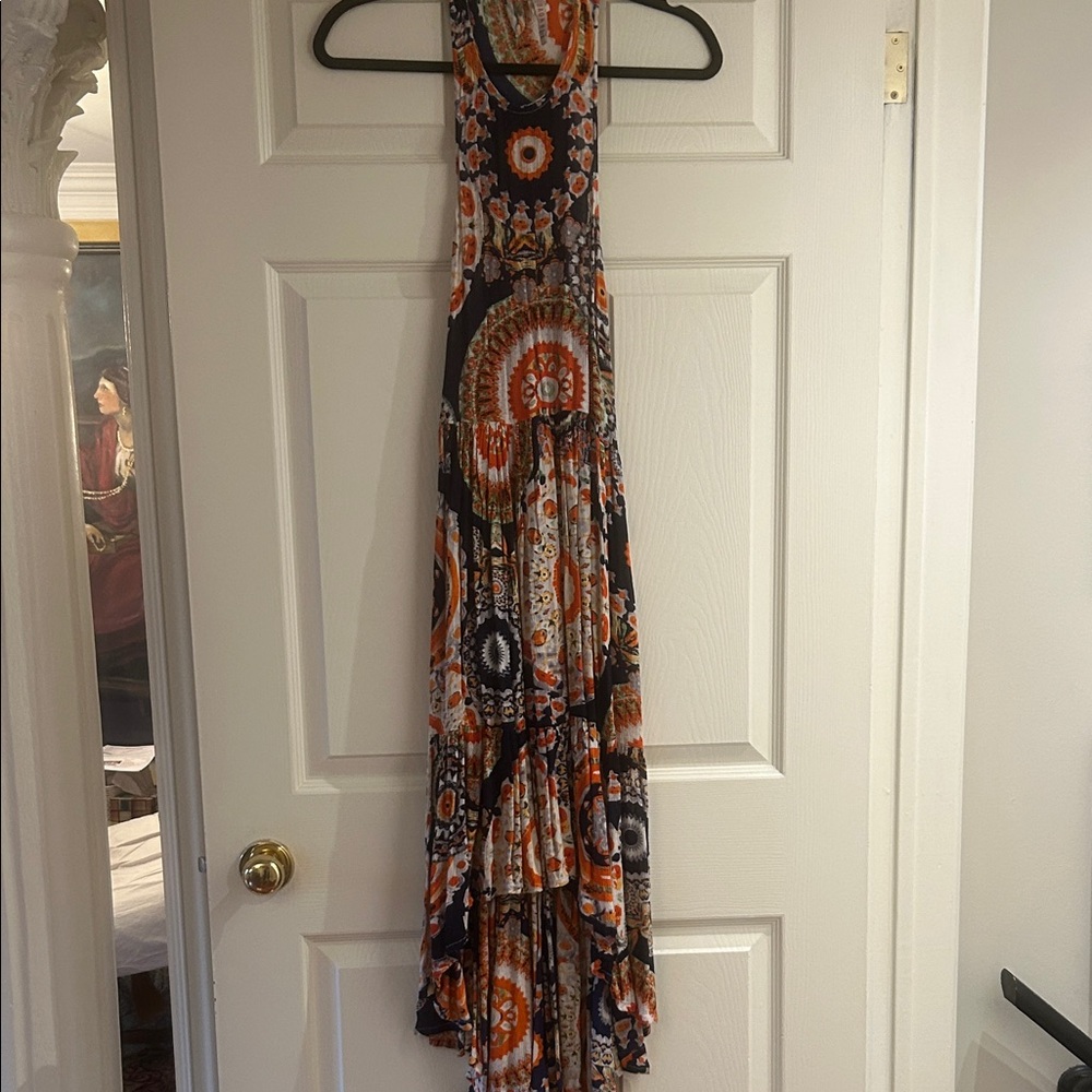 RAGA Vibrant Orange and Navy Maxi Dress